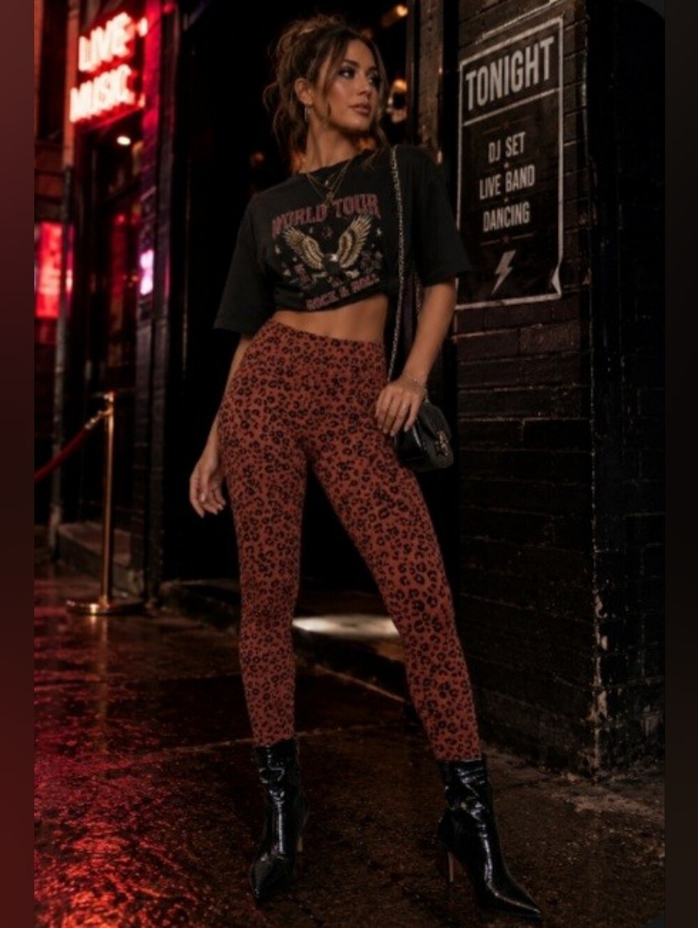 Wild Fable Brown Black Leopard Print Leggings Small Streetwear Athleisure